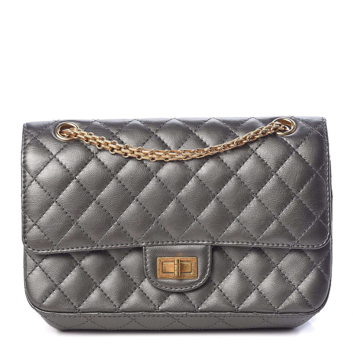 Chanel Metallic Calfskin Quilted 2.55 Reissue 225 Flap Charcoal 1 of 14