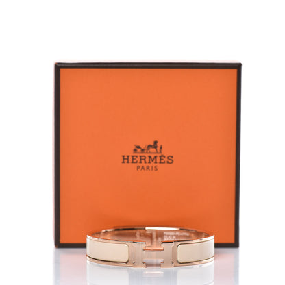 Hermes Enamel Narrow Clic Clac H Bracelet PM Beige Nacre 6 of 6