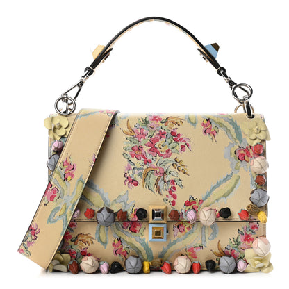 Fendi Vitello Marie Antoinette Print Rosebud Kan I Shoulder Bag Panna Multicolor 1 of 9
