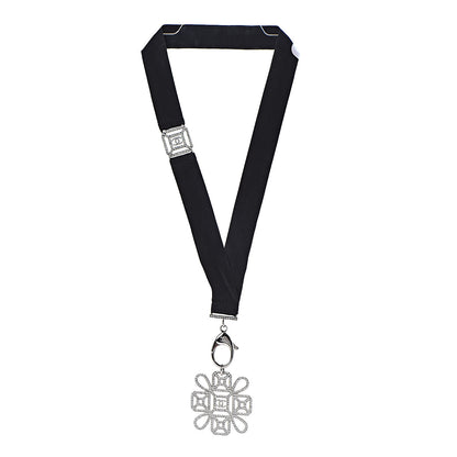 Chanel Crystal CC Cross Lanyard Necklace Black Silver 3 of 6