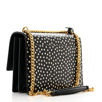 Saint Laurent Calfskin Polka Dot Medium Monogram Sunset Black White 3 of 10