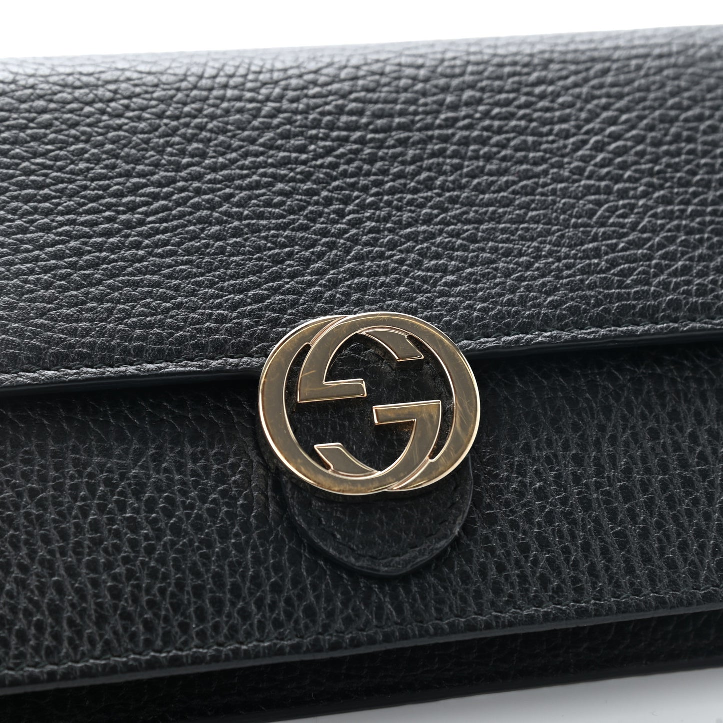 Dollar Calfskin Interlocking G Chain Wallet Black
