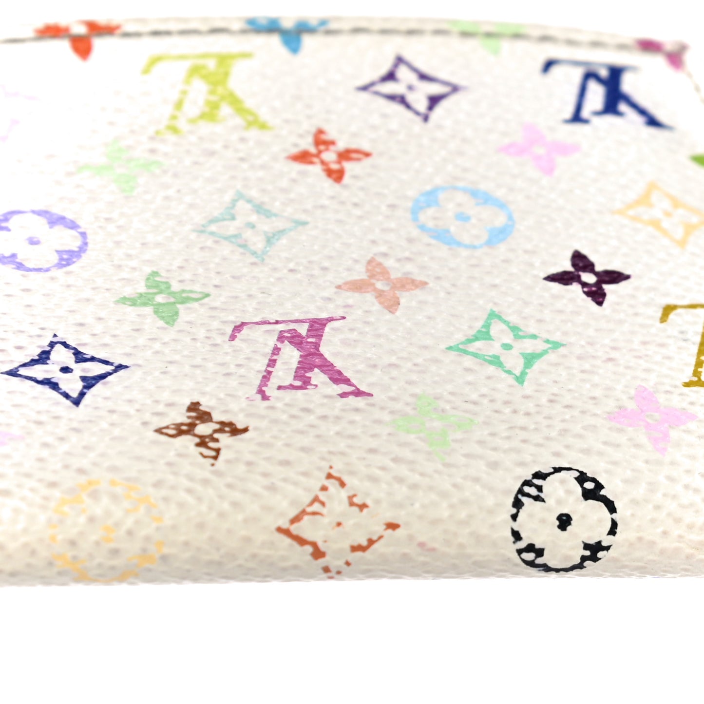 Monogram Multicolor Business Card Holder White Litchi