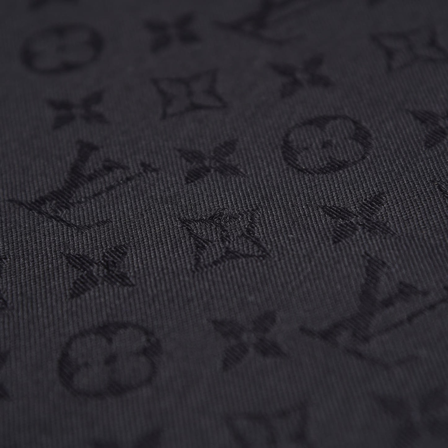 Wool Silk Monogram Shawl Black