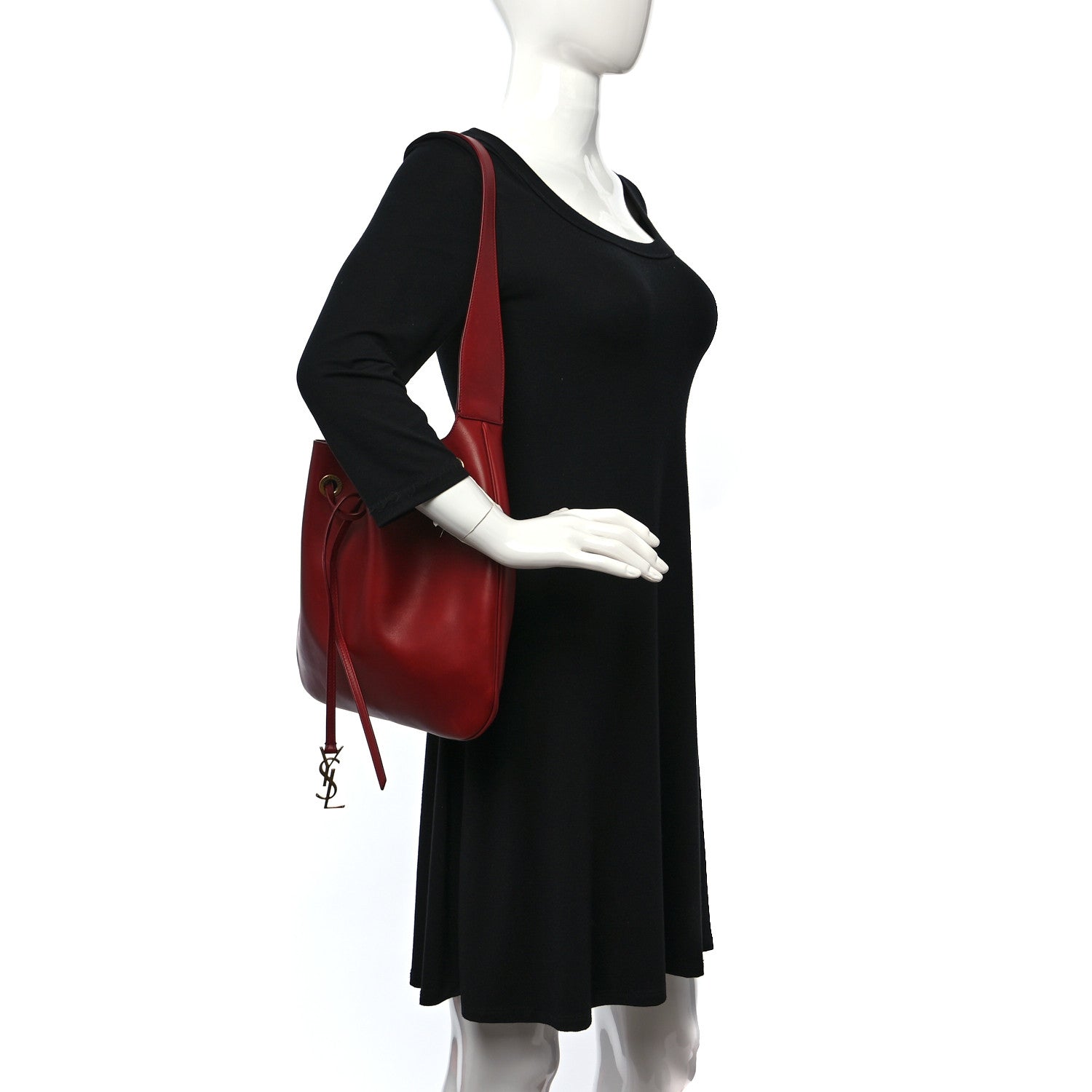 Saint Laurent Calfskin Paris VII Medium Flat Hobo Red 2 of 13