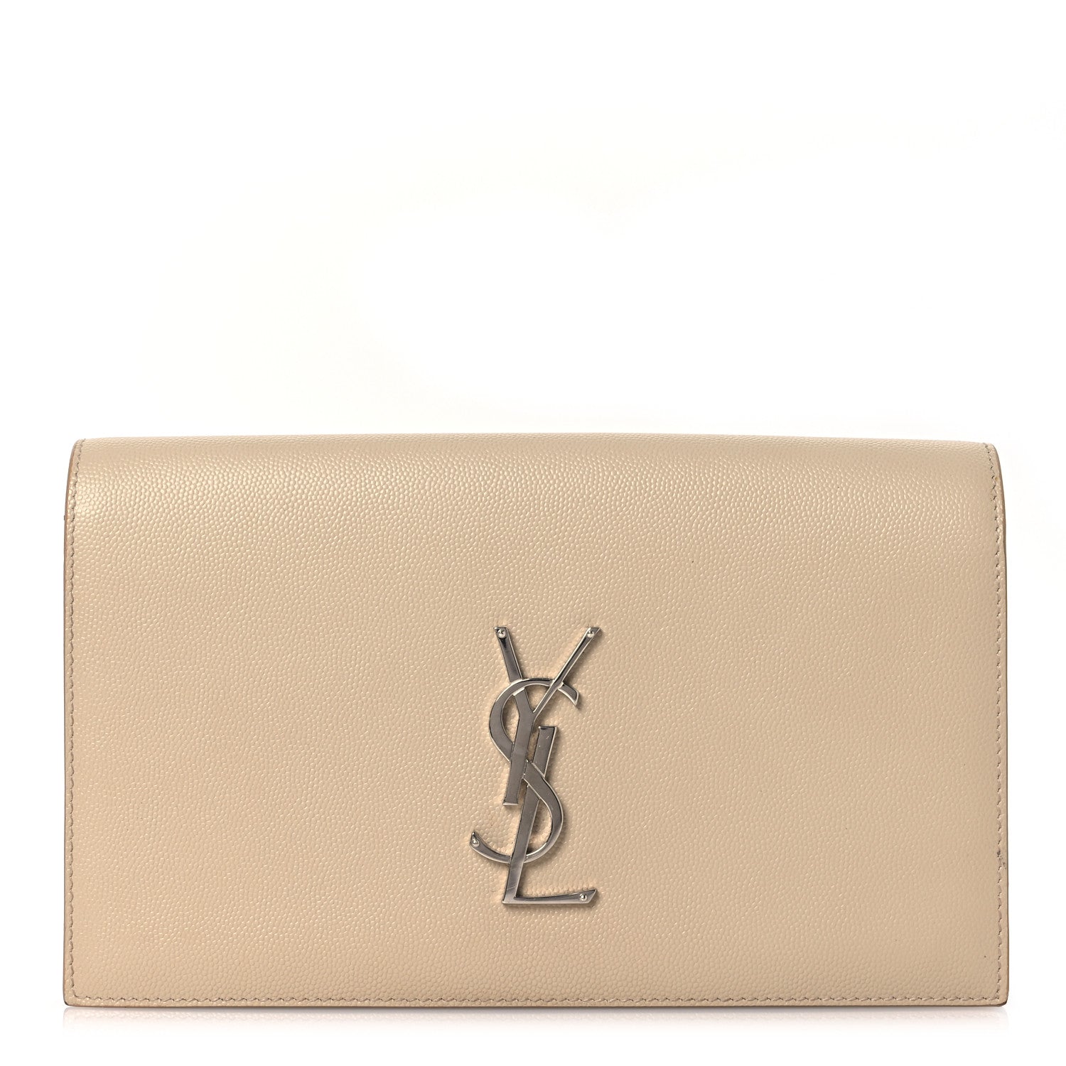 Saint Laurent Grain De Poudre Classic Kate Monogram Clutch Dark Beige 1 of 13