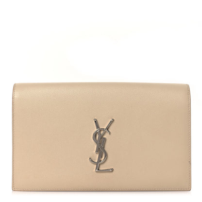 Saint Laurent Grain De Poudre Classic Kate Monogram Clutch Dark Beige 1 of 13