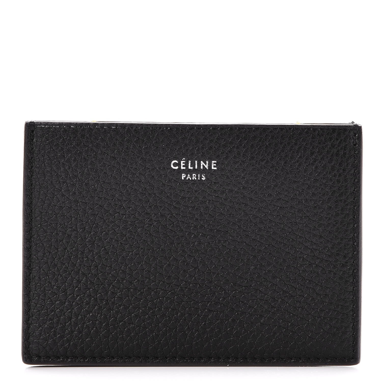 Celine Drummed Calfskin Gusset Card Holder Black 1 of 7