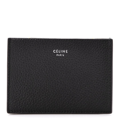 Celine Drummed Calfskin Gusset Card Holder Black 1 of 7