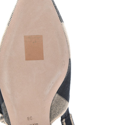 Christian Dior Cotton Ribbon Check'N'Dior J'Adior Slingback Ballet Flats 38 Black Beige 9 of 11