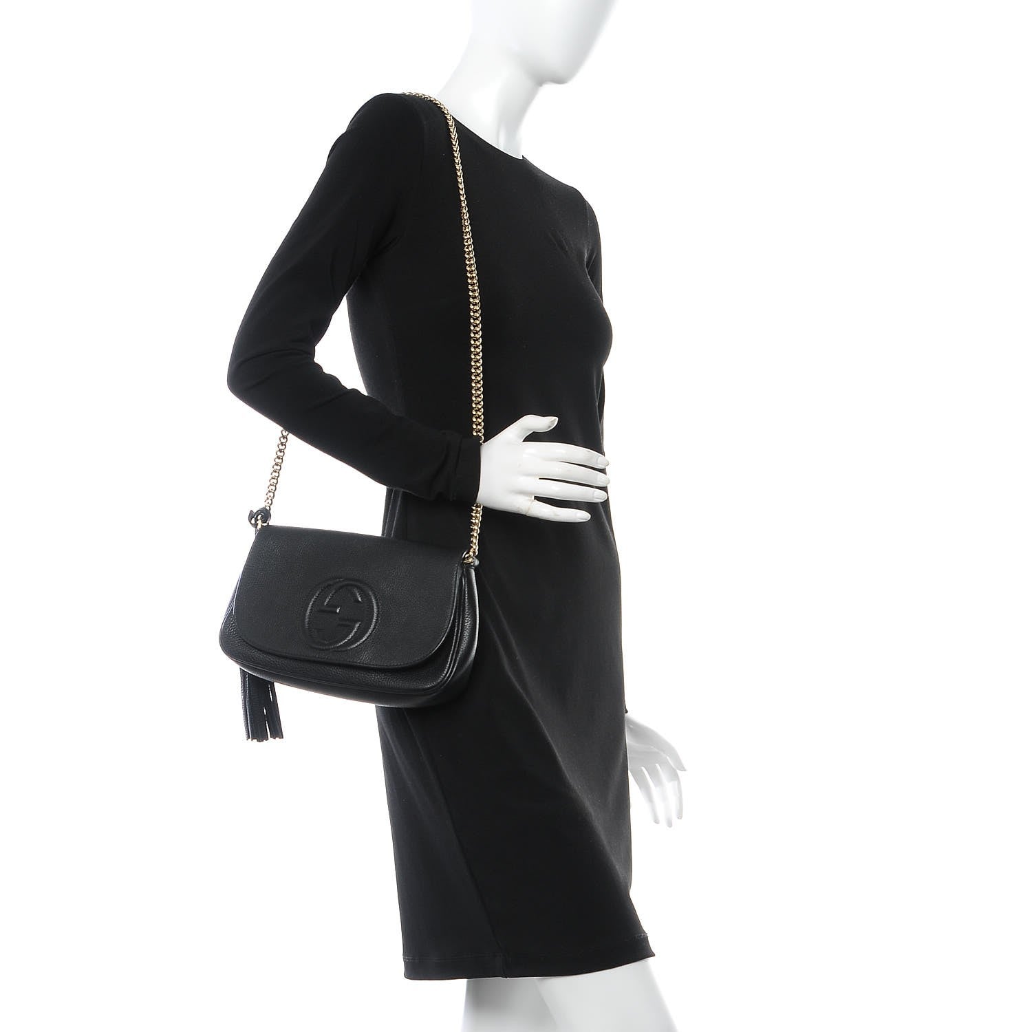 Gucci Pebbled Calfskin Medium Soho Flap Crossbody Black 2 of 9