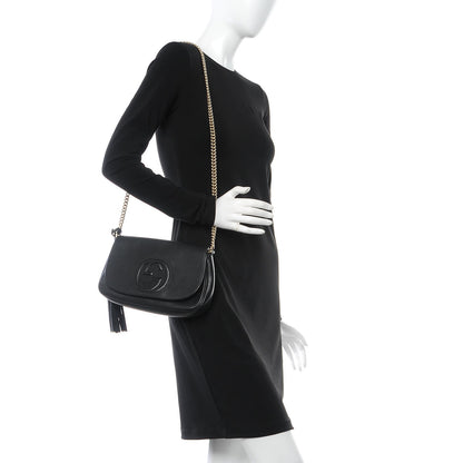 Gucci Pebbled Calfskin Medium Soho Flap Crossbody Black 2 of 9
