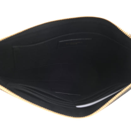 Saint Laurent Shiny Calfskin Tiny Monogram Zipped Tablet Holder Black 5 of 8