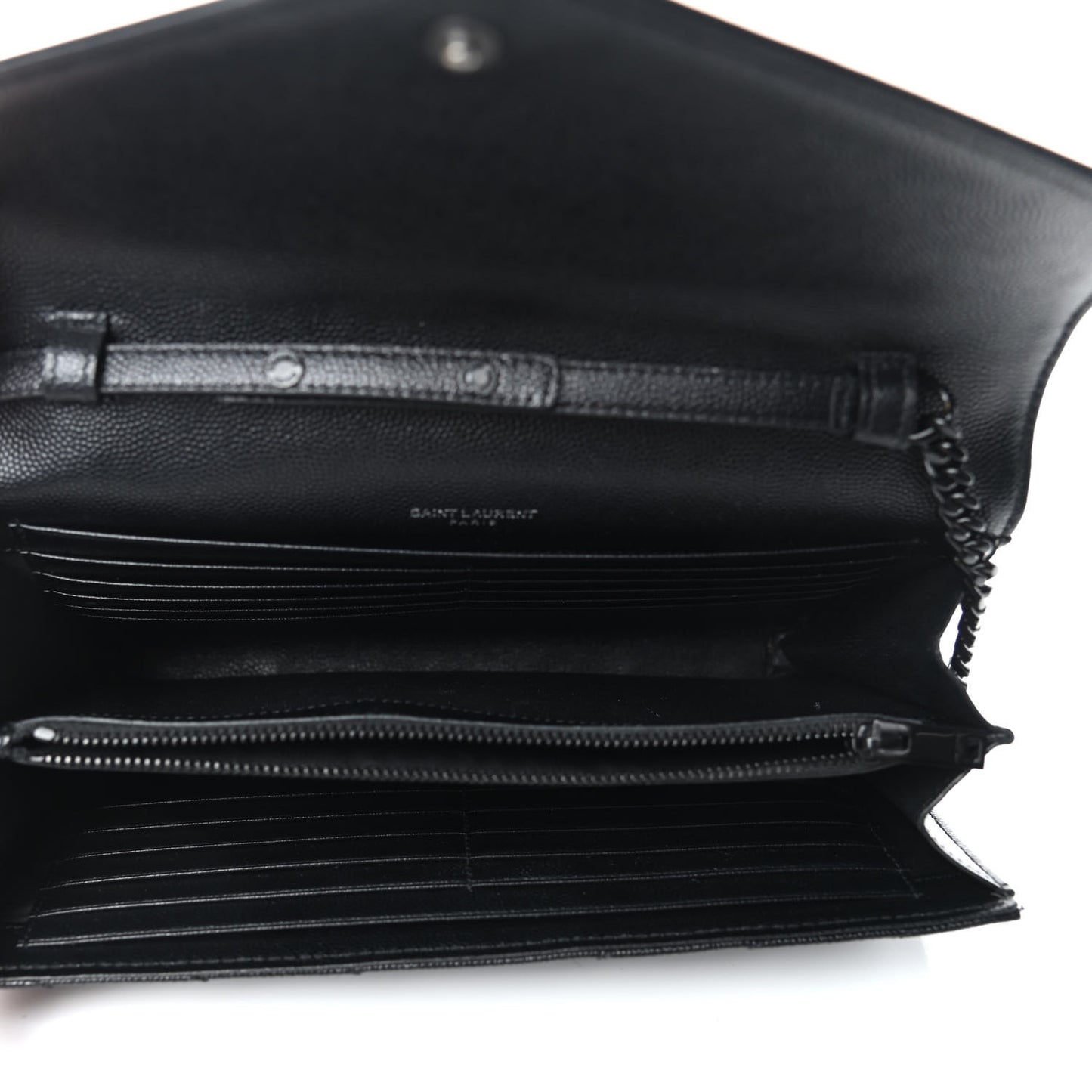 Grain De Poudre Matelasse Chevron Monogram Chain Wallet Black