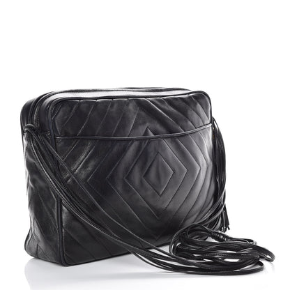 Chanel Lambskin Chevron Quilted Tassel Camera Case Black 3 of 16