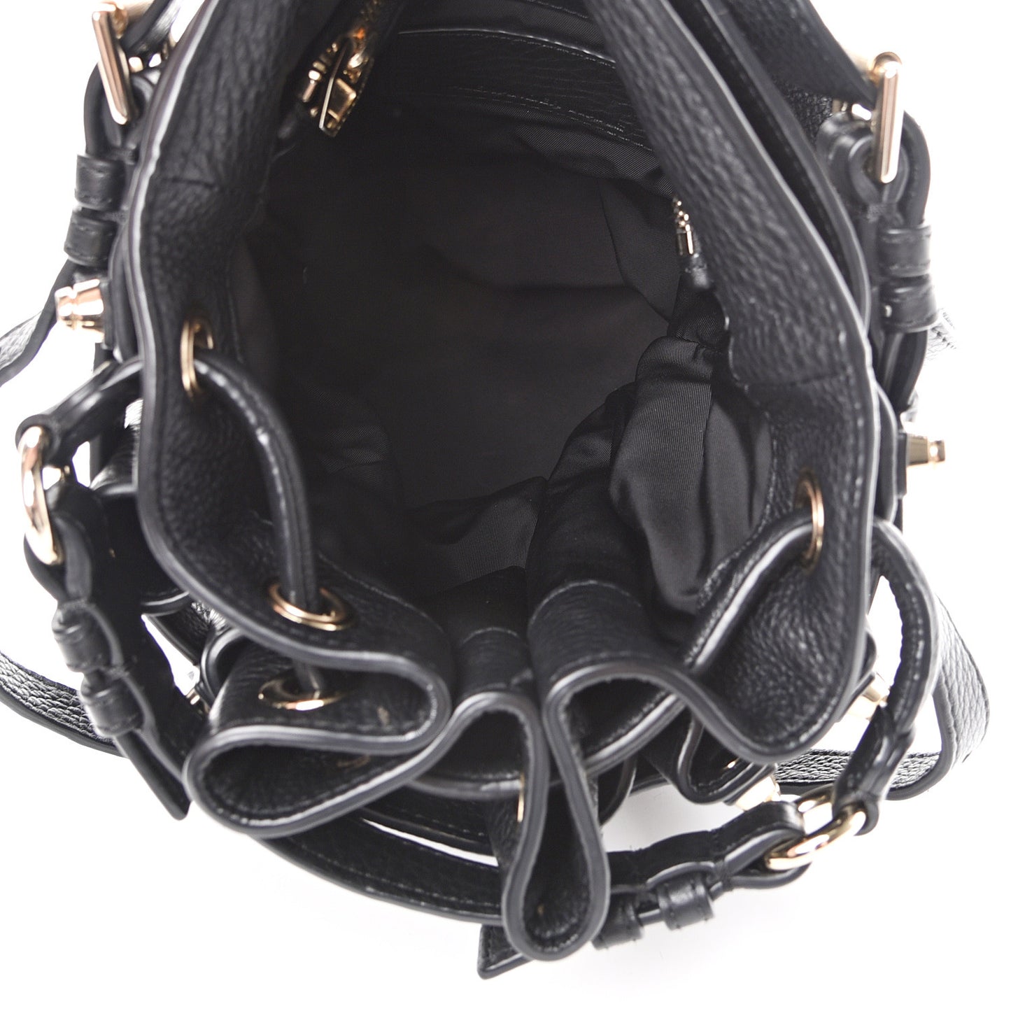 Pebbled Lambskin Diego Bucket Black Gold Hardware