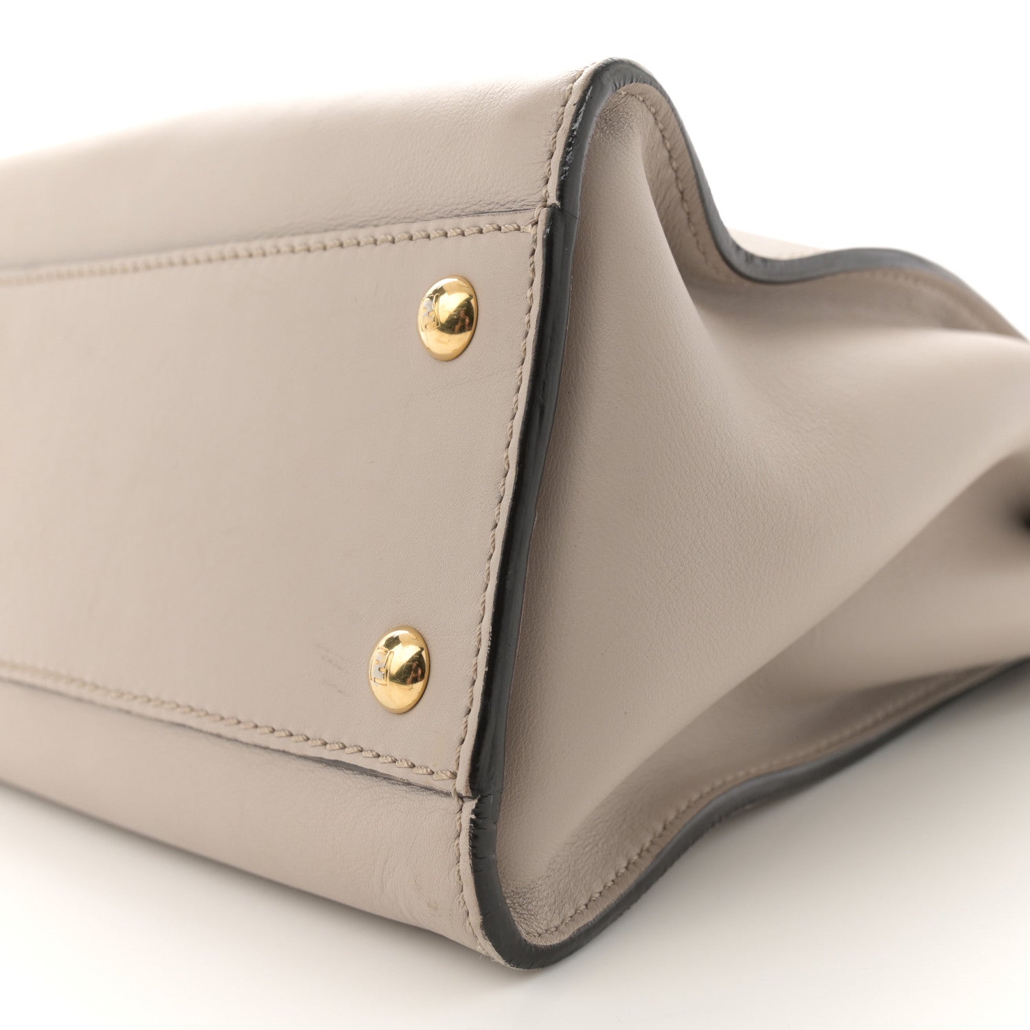 Fendi Vitello Seta Shiny Nappa Medium Peekaboo Iconic Satchel Grigio Polvere Bois de Rose 11 of 18
