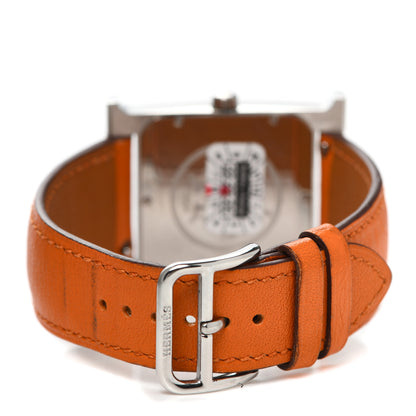 Hermes Stainless Steel Swift 30.5mm Heure H Hour Quartz Watch Orange 3 of 6