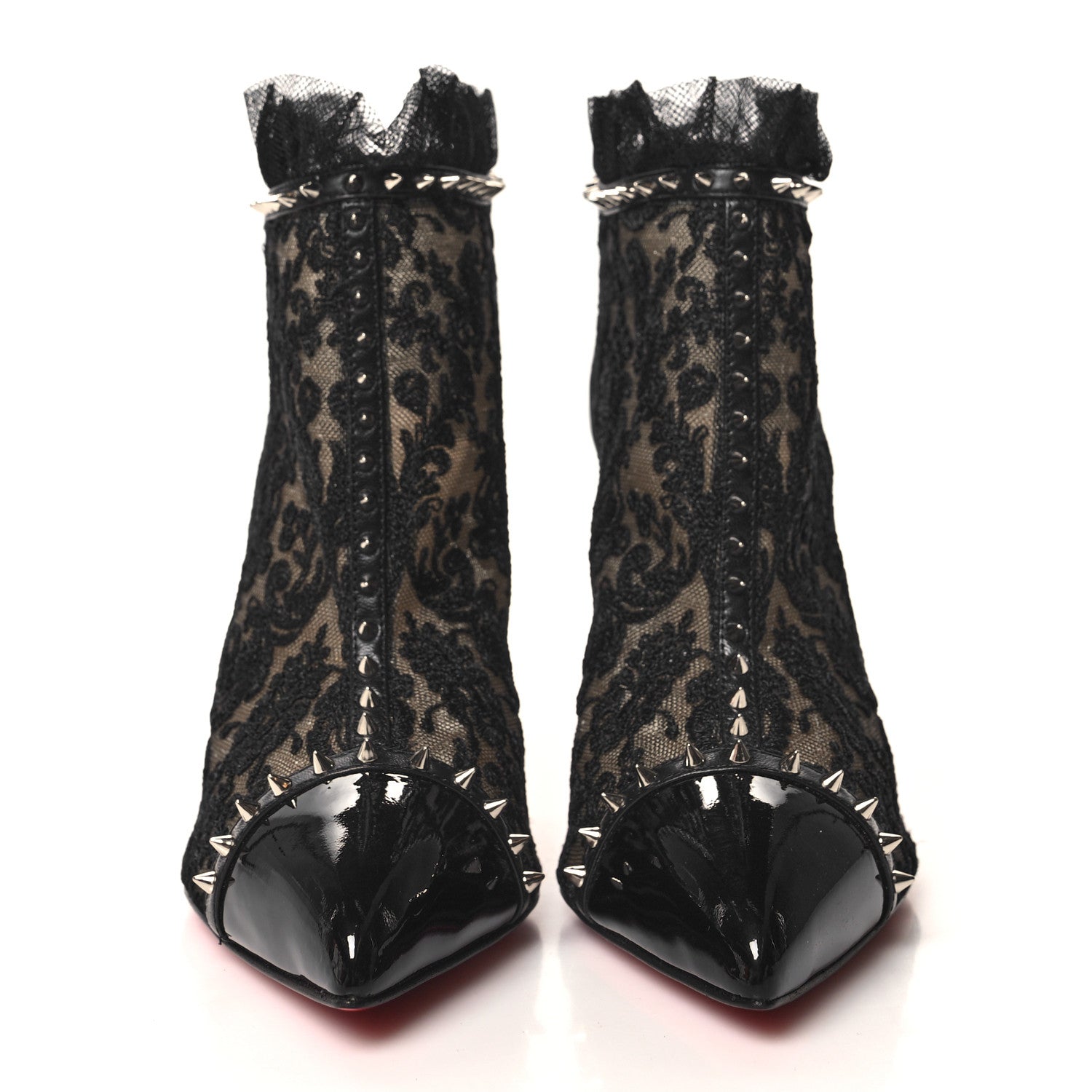 Christian Louboutin Lace Studded Pigalle 100 Booties 39.5 Black 2 of 8