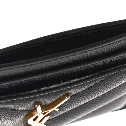 Saint Laurent Grain De Poudre Matelasse Chevron Monogram Credit Card Case Black 11 of 11