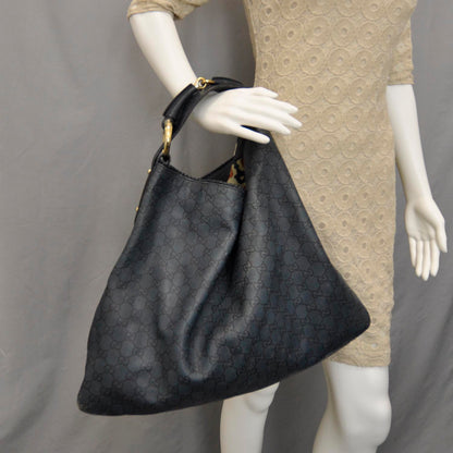 Gucci Guccissima Large Horsebit Chain Hobo Blue 2 of 11
