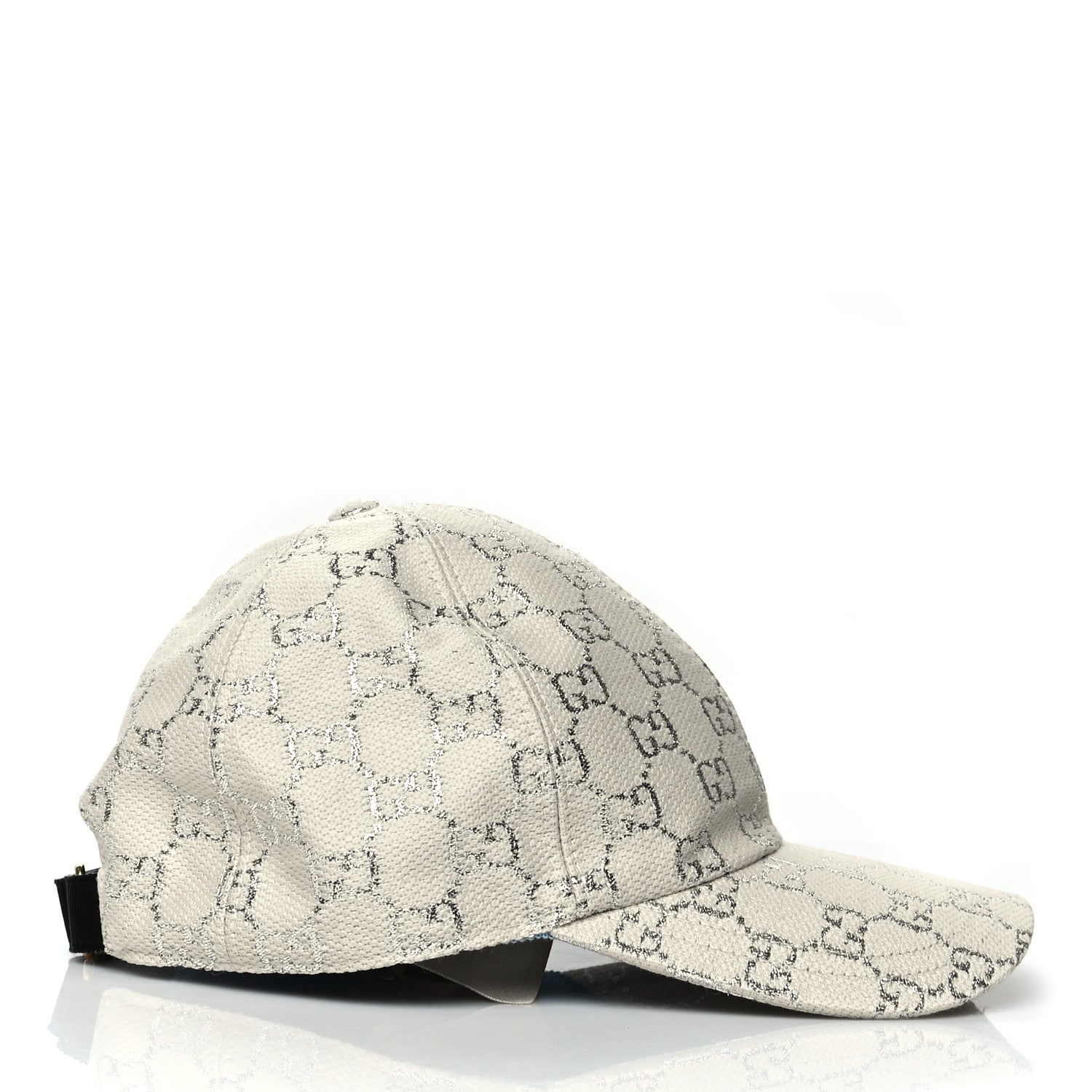 Gucci Canvas Lame GG Monogram Rush Baseball Hat M Gardenia Silver 4 of 9