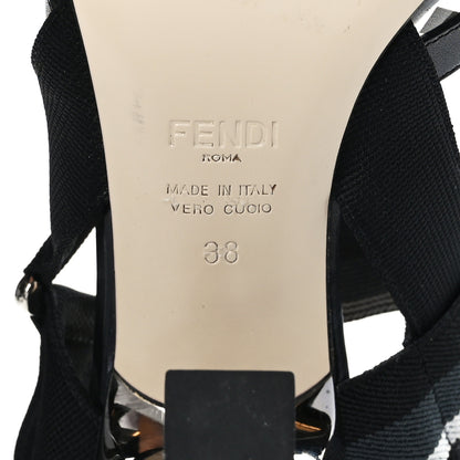 Fendi PVC Vitello FF Colibri 85mm Slingback Pumps 38 Transparent Black 7 of 9