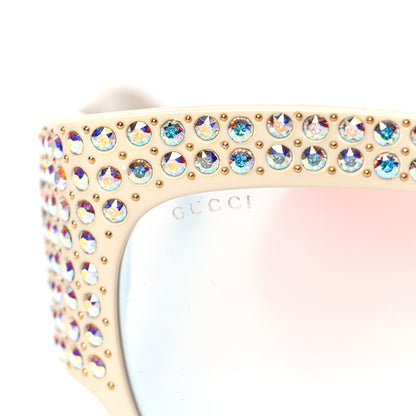 Gucci Acetate Crystal Oversize Hollywood Forever Sunglasses GG0144S Ivory 7 of 8