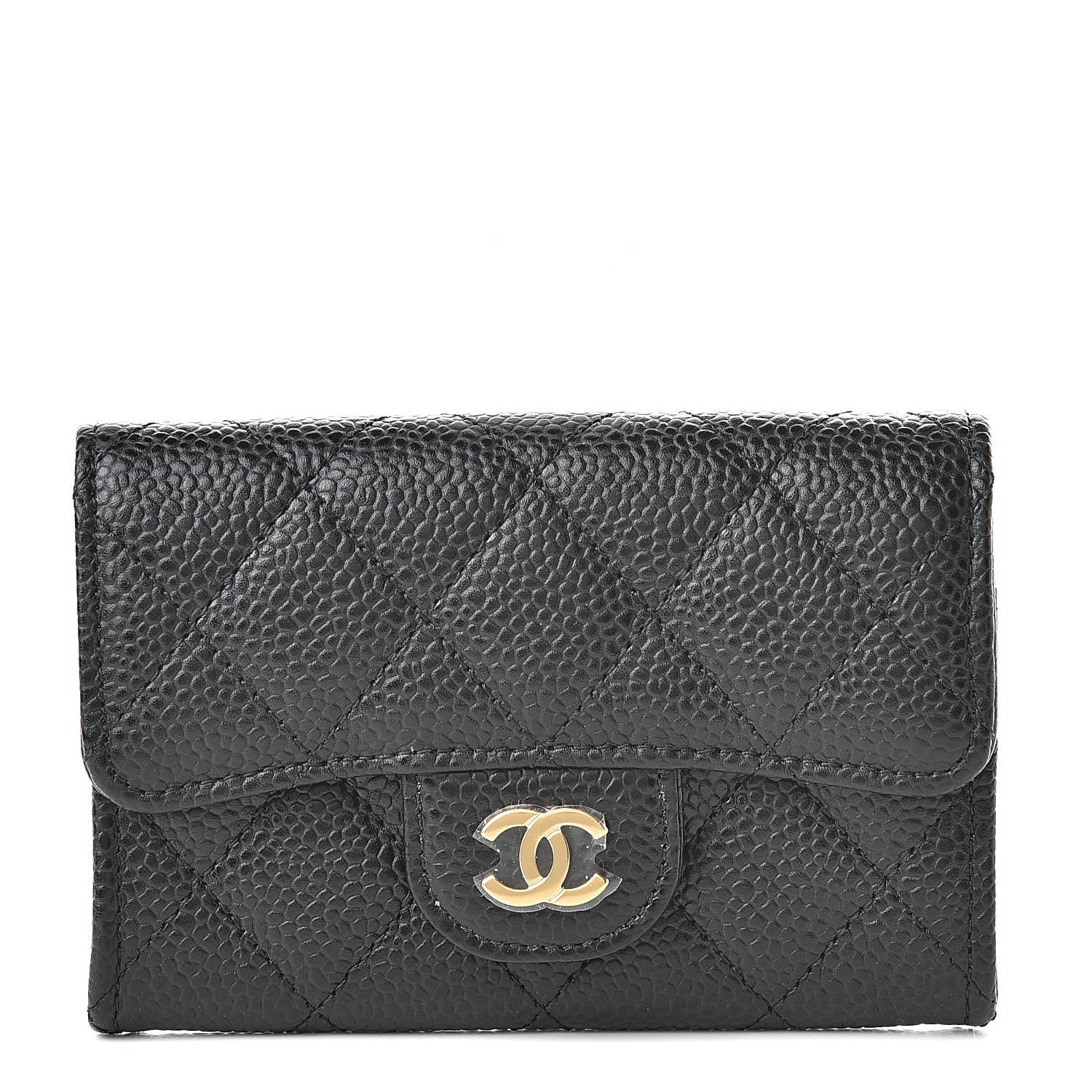 Chanel Caviar Quilted Flap Card Holder Wallet Black 1 of 9