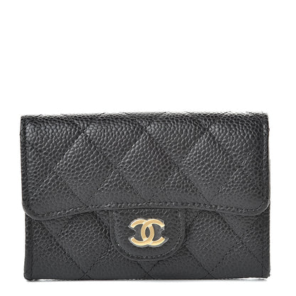 Chanel Caviar Quilted Flap Card Holder Wallet Black 1 of 9