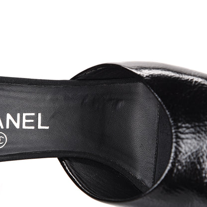 Chanel Patent Grosgrain Cap Toe Pearl Mule 39 Black 11 of 13