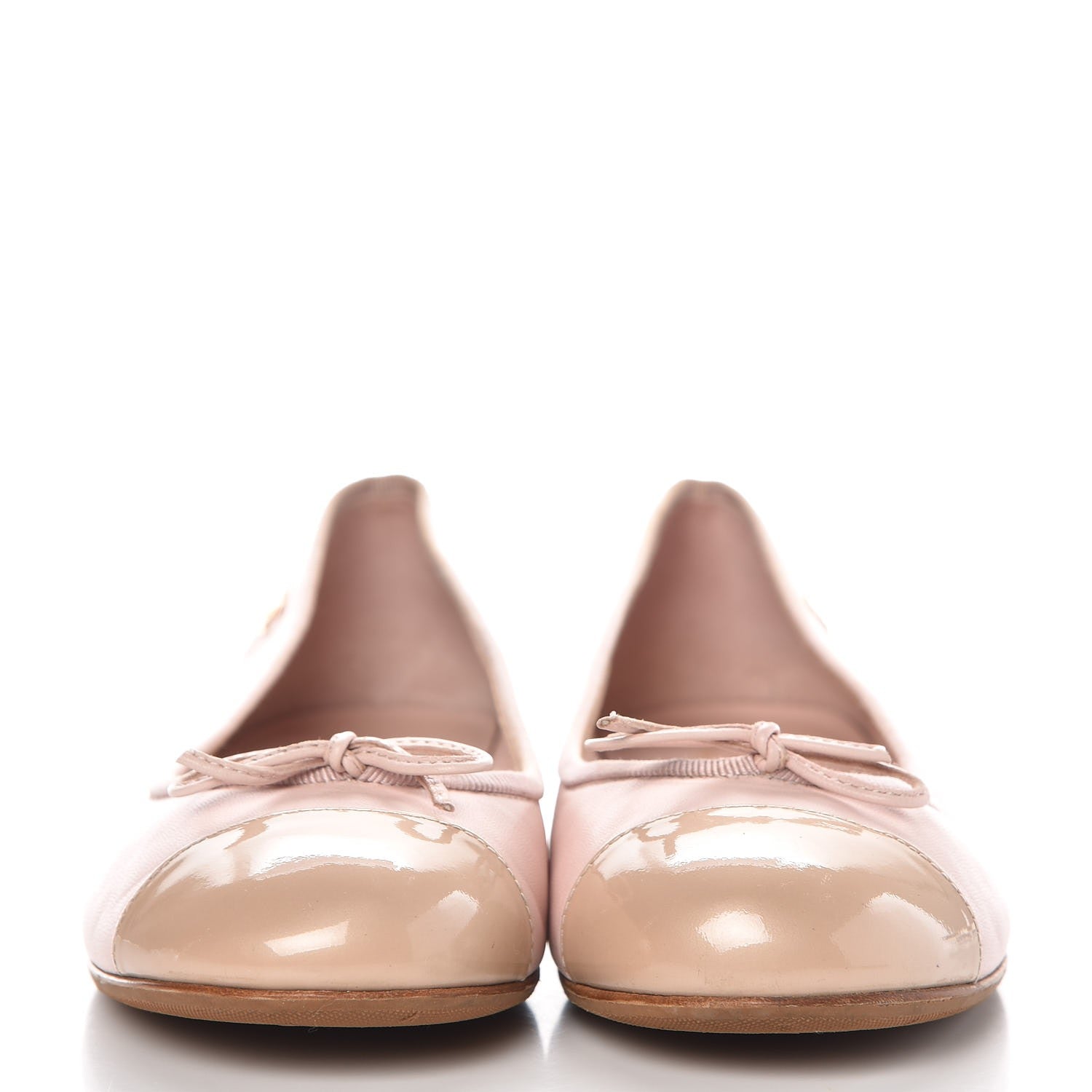 Chanel Lambskin Patent Cap Toe CC Ballerina Flats 37 Rose Clair 17 of 30