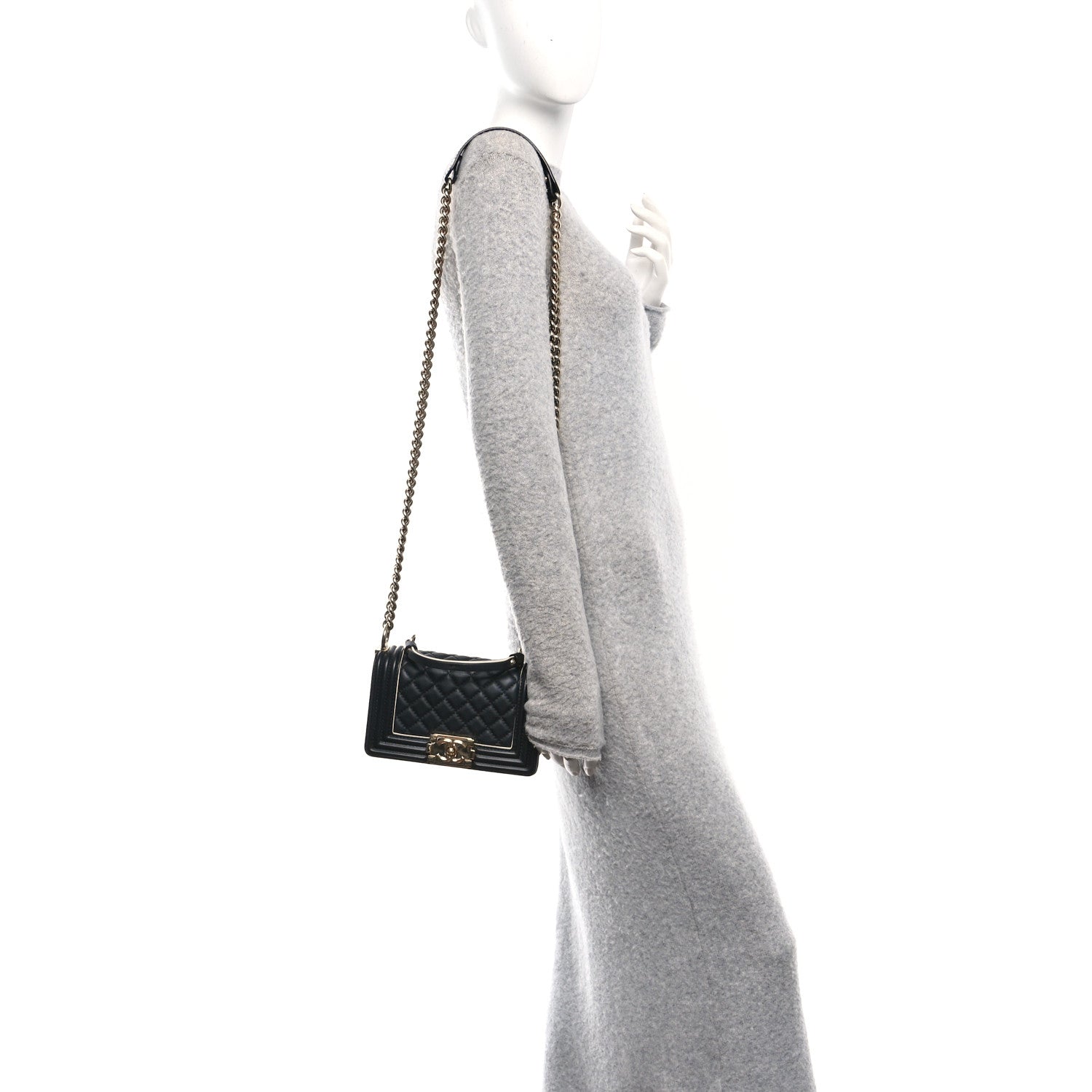 Chanel Calfskin Quilted Small Boy Top Handle Flap Black 2 of 10