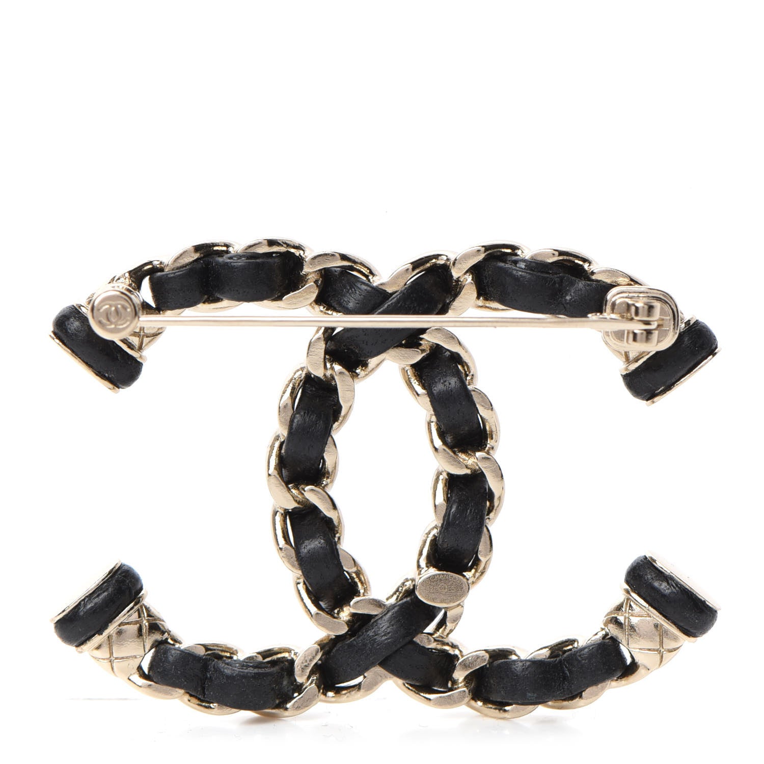 Chanel Lambskin Chain CC Brooch Black Gold 3 of 5