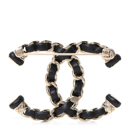 Chanel Lambskin Chain CC Brooch Black Gold 3 of 5