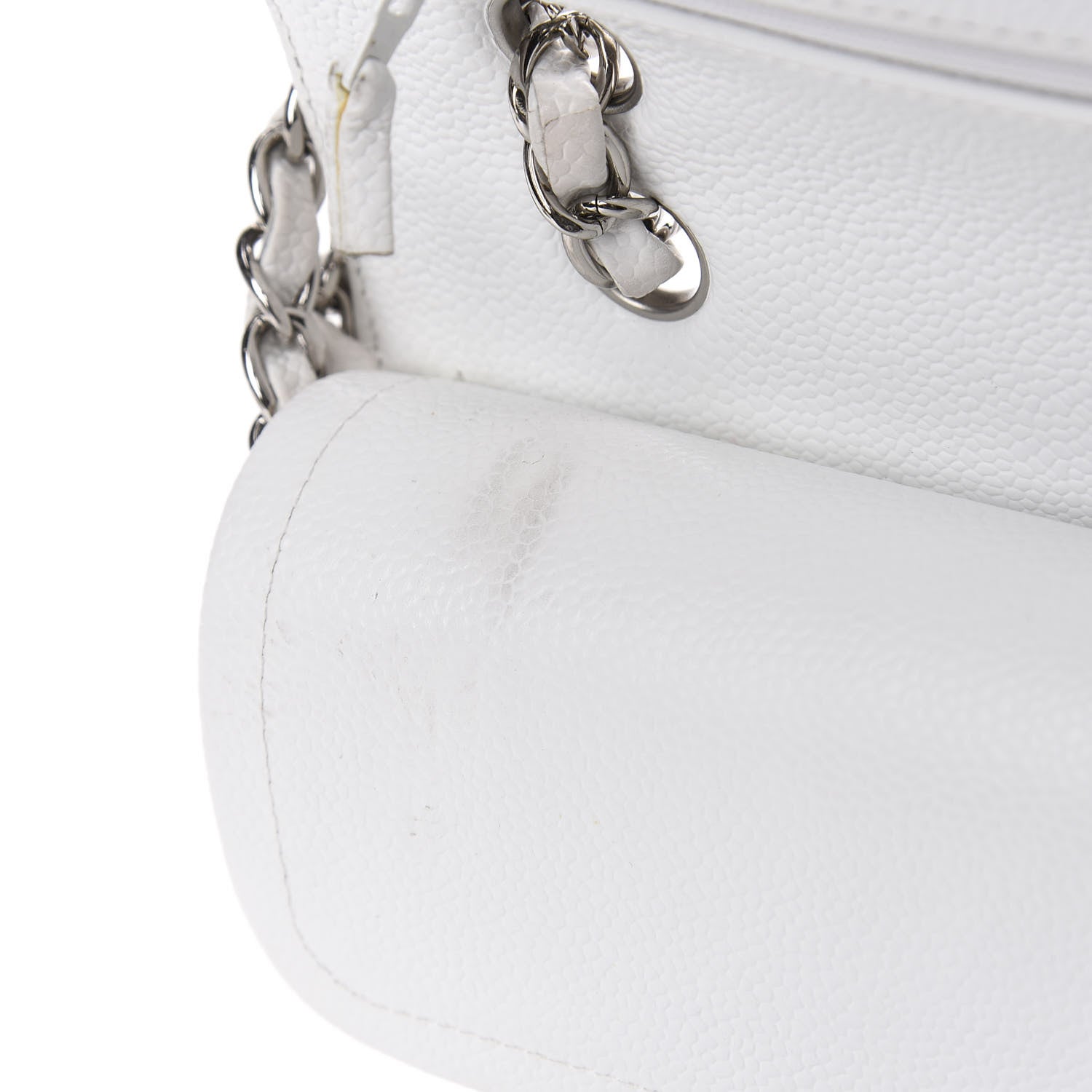 Chanel Caviar Quilted Medium Double Flap White 10 of 17