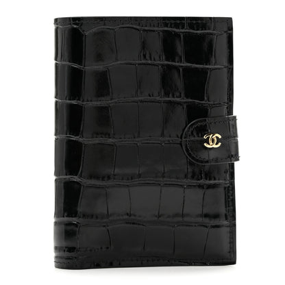 Chanel Calfskin Crocodile Embossed Crococo Passport Holder Black 1 of 9