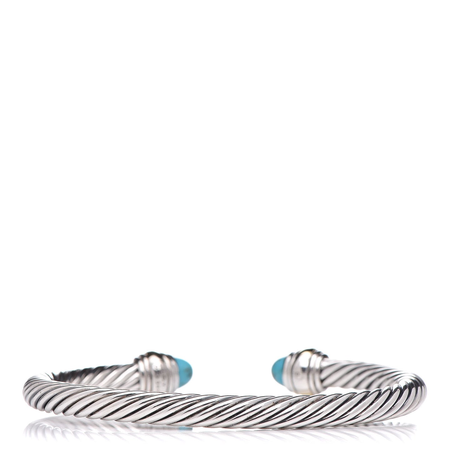 Sterling Silver 14K Yellow Gold Turquoise 5mm Cable Classics Bracelet