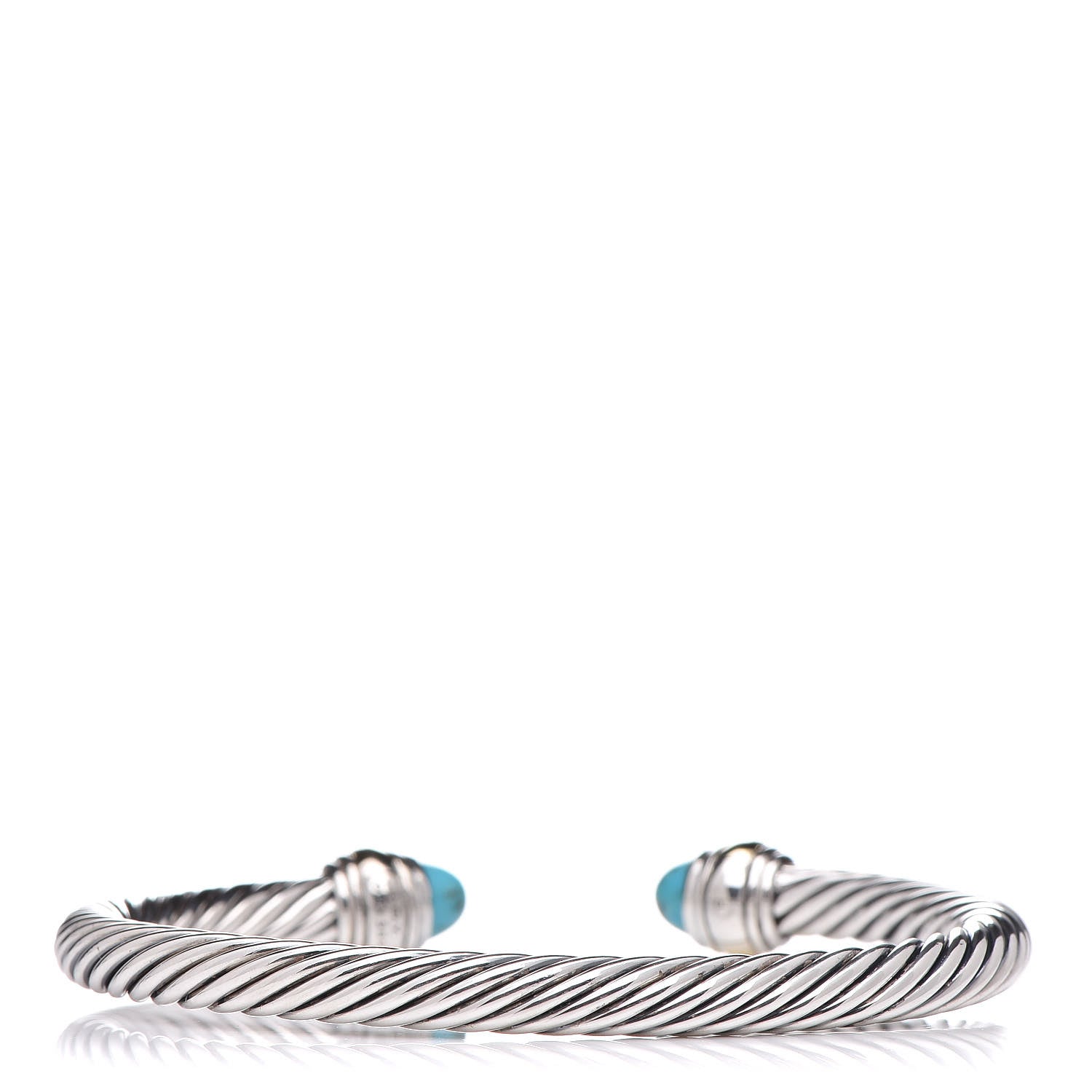 David Yurman Sterling Silver 14K Yellow Gold Turquoise 5mm Cable Classics Bracelet 3 of 5
