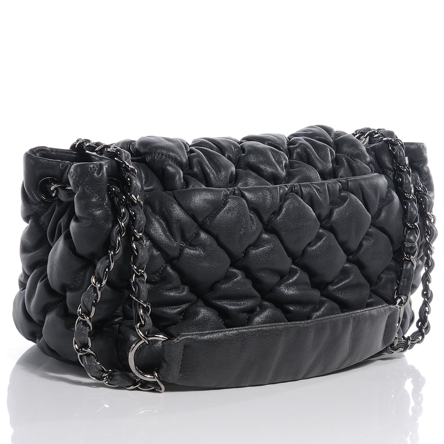 Chanel Iridescent Calfskin Bubble Quilt Flap Grey 3 of 7