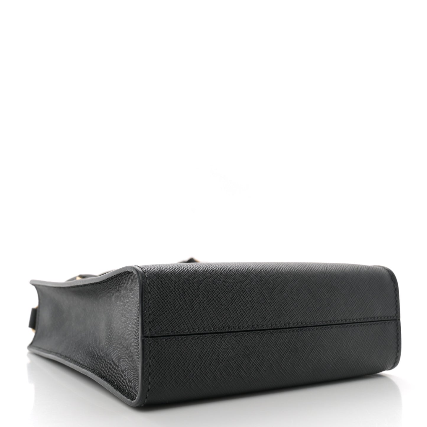 Saffiano Lux Triangle Small Double Handle Crossbody Tote Black