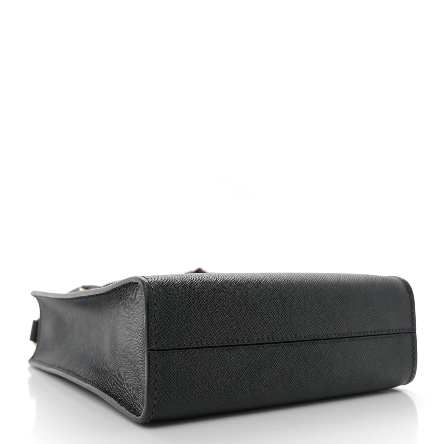 Prada Saffiano Lux Triangle Small Double Handle Crossbody Tote Black 4 of 10
