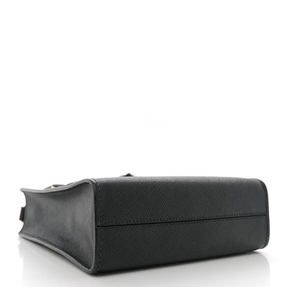 Prada Saffiano Lux Triangle Small Double Handle Crossbody Tote Black 4 of 10