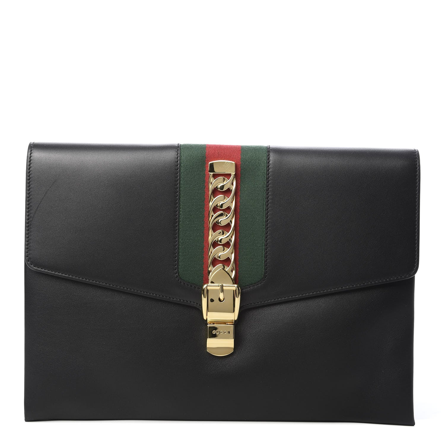 Gucci Calfskin Maxi Sylvie Clutch Black 1 of 8