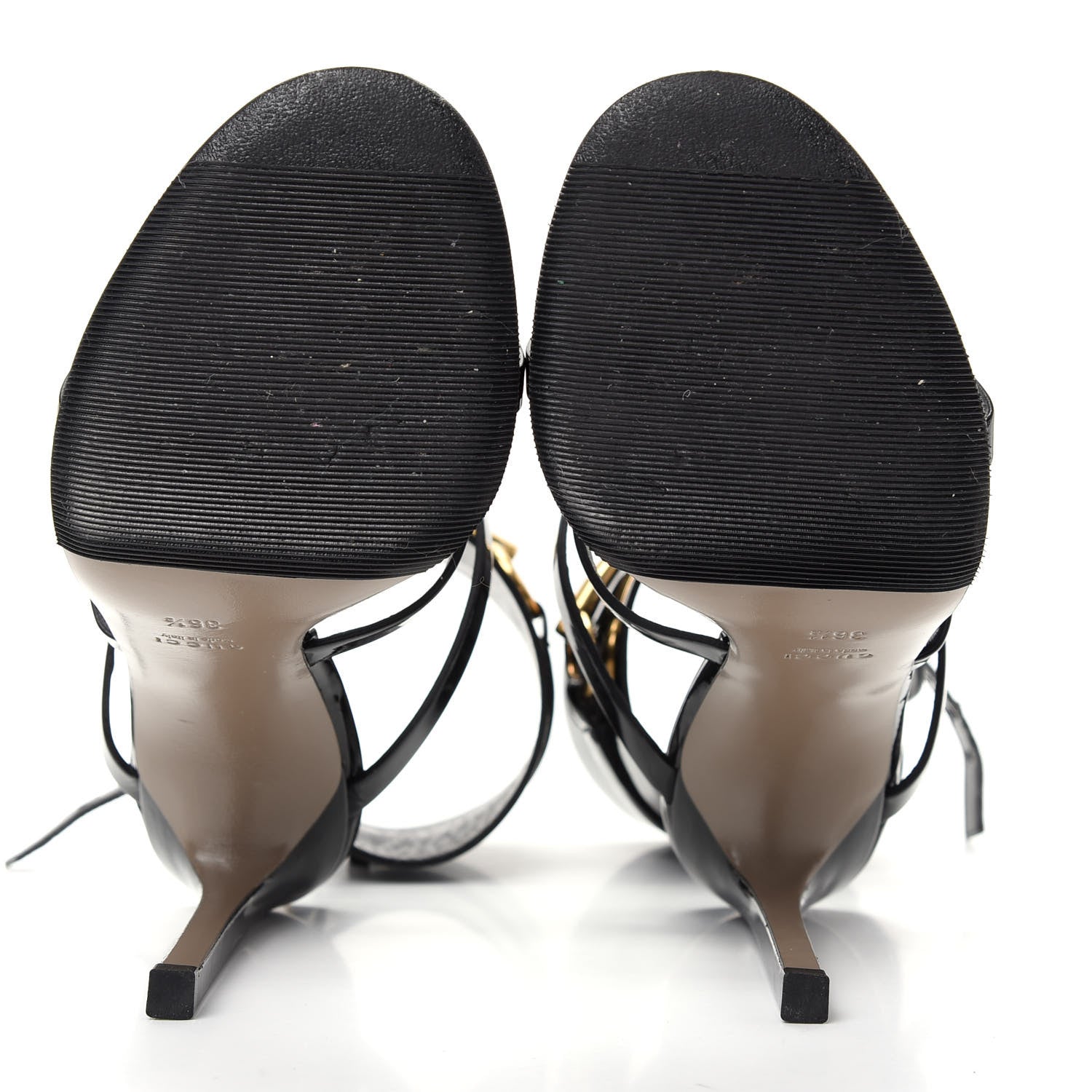 Gucci Vernice Crystal Ursula Ankle Wrap Caged Sandals 36.5 Black 5 of 9
