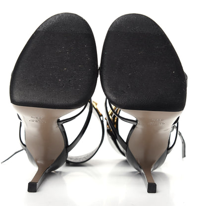 Gucci Vernice Crystal Ursula Ankle Wrap Caged Sandals 36.5 Black 5 of 9