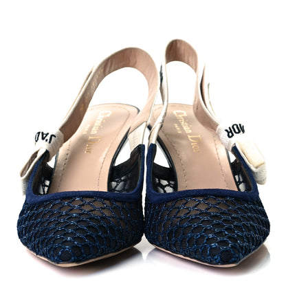 Christian Dior Resille Lambskin Ribbon J'Adior Slingback 65mm Pumps 38 Indigo Blue 2 of 8