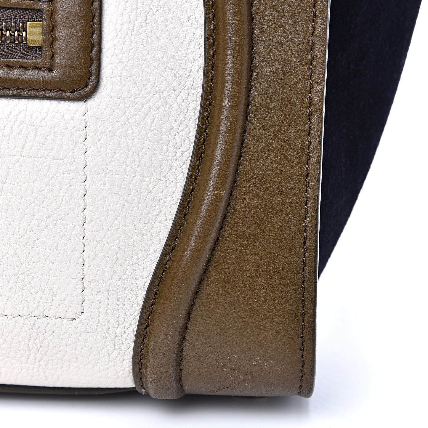 Textured Calfskin Suede Tri-color Mini Luggage Cream