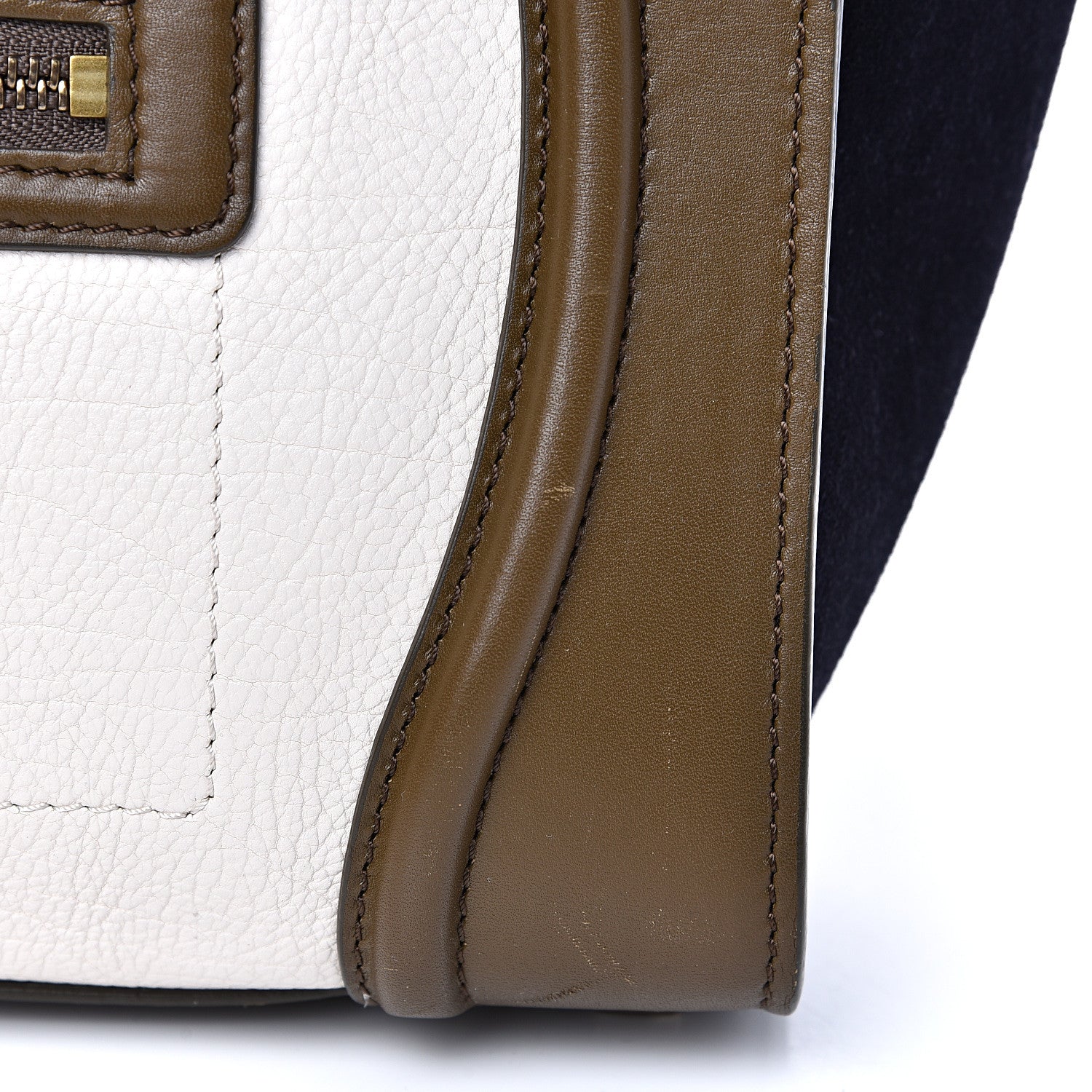 Celine Textured Calfskin Suede Tri-color Mini Luggage Cream 17 of 20