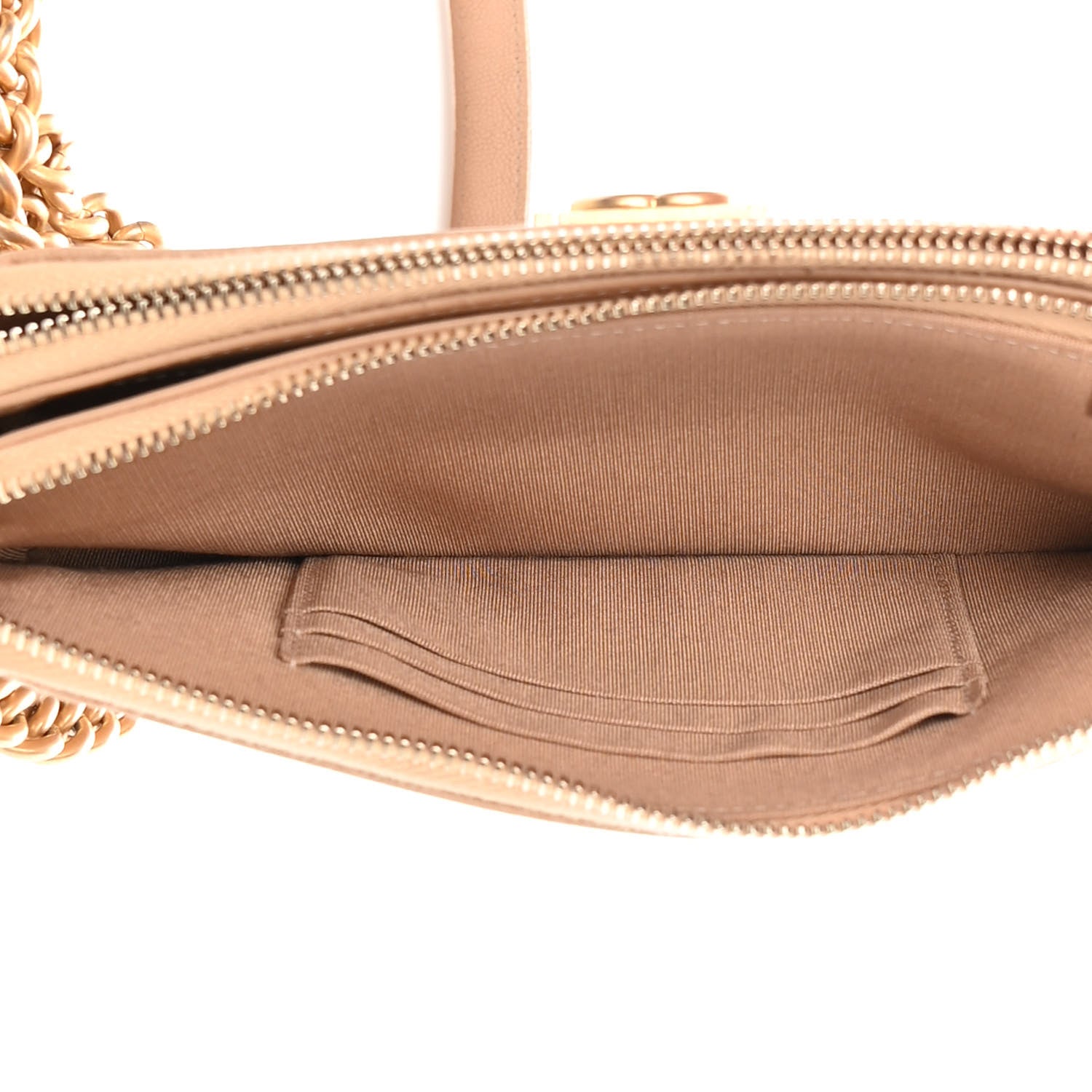 Chanel Caviar Quilted Small Boy Clutch With Chain Beige 5 of 18